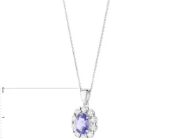 Zawieszka z białego złota z brylantami i tanzanitem - próba 585