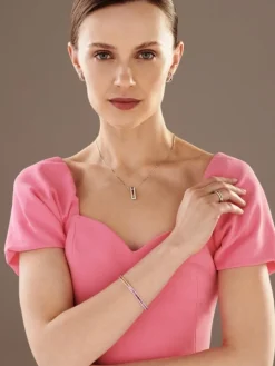 Zawieszka z białego złota z brylantami i szafirami kolorowymi - próba 585