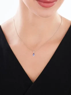 Zawieszka z białego złota z brylantami i tanzanitem - próba 585