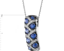 Zawieszka z białego złota z brylantami i szafirami - próba 585