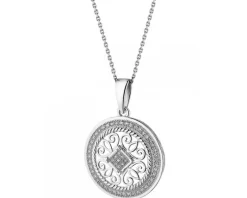 Zawieszka z białego złota z diamentami - rozeta - 0,14 ct - próba 585