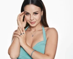 Zawieszka z białego złota z diamentami i topazem London Blue - próba 585