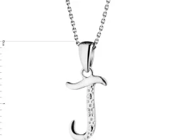 Zawieszka z białego złota z diamentem - litera J - 0,003 ct - próba 585