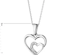 Zawieszka z białego złota z diamentami - serca - 0,004 ct - próba 585