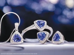 Zawieszka z białego złota z brylantami i tanzanitem - próba 585