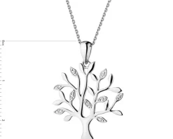 Zawieszka z białego złota z diamentami - drzewko - 0,01 ct - próba 585