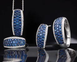 Zawieszka z białego złota z brylantami i szafirami - próba 585