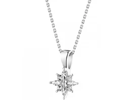 Zawieszka z białego złota z diamentem - gwiazda - 0,005 ct - próba 375