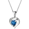 Zawieszka z białego złota z diamentem i topazem London Blue - serce - próba 375