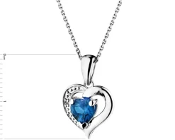Zawieszka z białego złota z diamentem i topazem London Blue - serce - próba 375