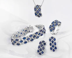 Zawieszka z białego złota z brylantami i szafirami - próba 585