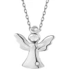 Zawieszka z białego złota z diamentem - aniołek - 0,003 ct - próba 375