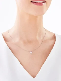 Zawieszka z białego złota z diamentem - aniołek - 0,003 ct - próba 375
