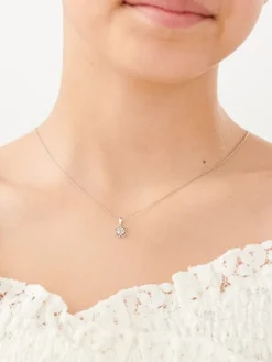 Zawieszka z białego złota z diamentami - koniczyna - 0,02 ct - próba 585