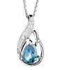 Zawieszka z białego złota z diamentem i topazem London Blue - próba 375