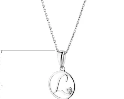 Zawieszka z białego złota z diamentem - litera L - 0,003 ct - próba 585