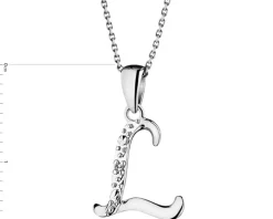 Zawieszka z białego złota z diamentem - litera L - 0,003 ct - próba 585