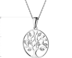 Zawieszka z białego złota z diamentami - drzewko - 0,01 ct - próba 375