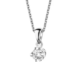 Zawieszka z białego złota z brylantem - serca - 0,16 ct - próba 585