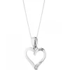 Zawieszka z białego złota z diamentem - serce - 0,002 ct - próba 585