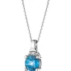 Zawieszka z białego złota z diamentem i topazem London Blue - próba 375