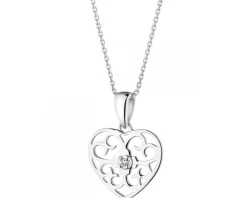 Zawieszka z białego złota z brylantem - serce - 0,008 ct - próba 375