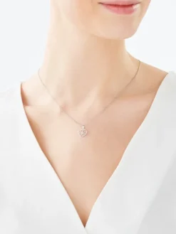 Zawieszka z białego złota z brylantem - serce - 0,008 ct - próba 375