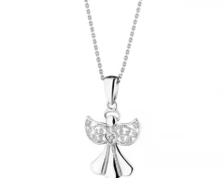 Zawieszka z białego złota z diamentem - aniołek - 0,003 ct - próba 585