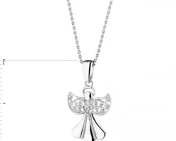 Zawieszka z białego złota z diamentem - aniołek - 0,003 ct - próba 585