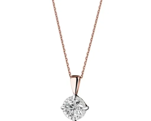 Zawieszka z różowego i białego złota z brylantem - 0,14 ct - próba 585