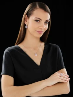 Zawieszka z różowego złota z brylantami i ametystem - próba 585