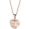 Zawieszka z różowego złota z diamentami - serce - 0,008 ct - próba 375