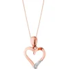 Zawieszka z różowego złota z diamentem - serce - 0,002 ct - próba 585
