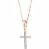 Zawieszka z różowego złota z diamentami - krzyż - 0,02 ct - próba 585