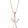 Zawieszka z różowego złota z diamentem - aniołek, serce - 0,003 ct - próba 375