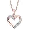 Zawieszka z różowego złota z diamentami - serce - 0,01 ct - próba 585