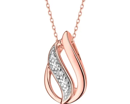 Zawieszka z różowego złota z diamentem - 0,006 ct - próba 375