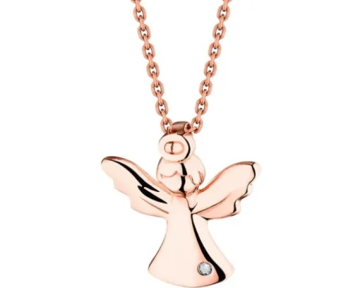 Zawieszka z różowego złota z diamentem – aniołek - 0,002 ct - próba 585