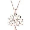 Zawieszka z różowego złota z diamentami - drzewko - 0,01 ct - próba 585