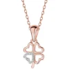 Zawieszka z różowego złota z diamentem – serca, koniczyna - 0,003 ct - próba 375