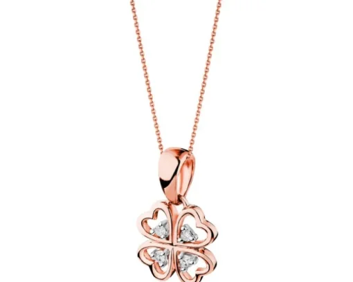 Zawieszka z różowego złota z diamentem - litera A - 0,004 ct - próba 585