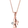 Zawieszka z różowego złota z diamentem - aniołek, serce - 0,003 ct - próba 585