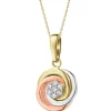 Zawieszka z żółtego, białego i różowego złota z brylantami - 0,05 ct - próba 585