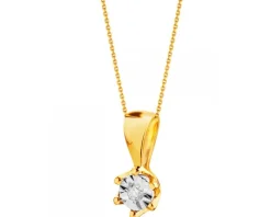 Zawieszka z żółtego i białego złota z brylantem - 0,01 ct - próba 375