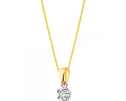 Zawieszka z żółtego i białego złota z brylantem - 0,05 ct - próba 585