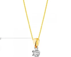 Zawieszka z żółtego i białego złota z brylantem - 0,05 ct - próba 585