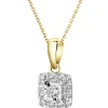 Zawieszka z żółtego i białego złota z brylantami - kwadrat - 0,15 ct - próba 585