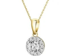 Zawieszka z żółtego i białego złota z diamentami - 0,15 ct - próba 585