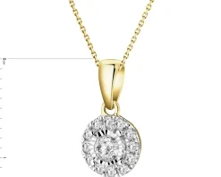 Zawieszka z żółtego i białego złota z diamentami - 0,15 ct - próba 585