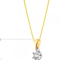 Zawieszka z żółtego i białego złota z brylantem - 0,10 ct - próba 585